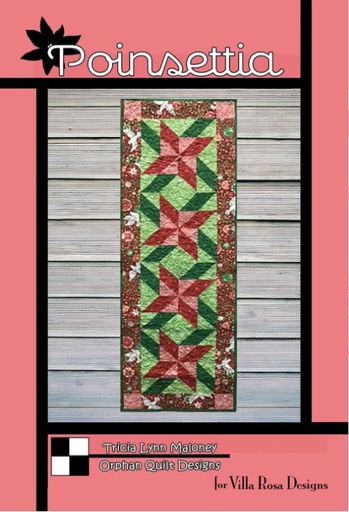 [VRD-OQ-104] Poinsettia Table Runner Pattern by Tricia Lynn Maloney for Villa Rosa Designs
