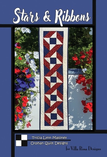 [VRD-OQ-119] Stars & Ribbons Table Runner Pattern by Tricia Lynn Maloney for Villa Rosa Designs