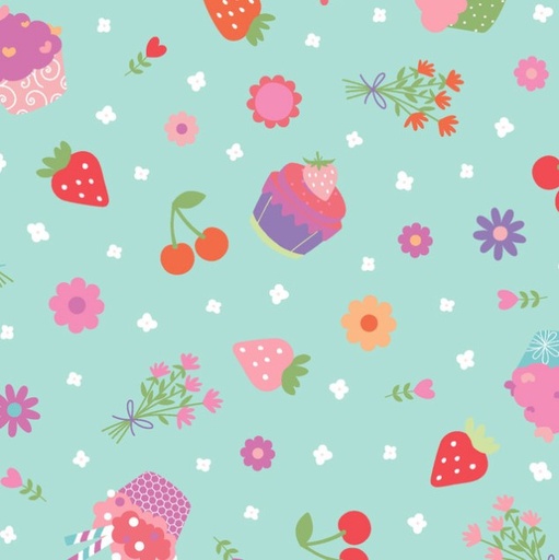[MAY-11024-B] Sweet Shoppe Cupcakes Blue by Kimberbell for Maywood Studio