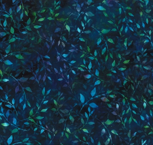 [HOF-x2617-73] Deep Blue Sea Batik Leafy Ocean from Hoffman Fabrics