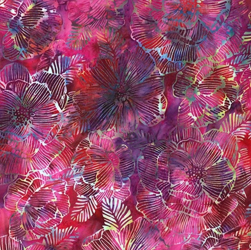 [HOF-X2621-23] Amethyst Batik Stripey Floral Fuschia from Hoffman Fabrics
