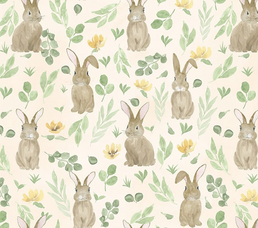 [BLAN-4490-41] Spring Serenade Bunnies and Foliage White from Blank Quilting