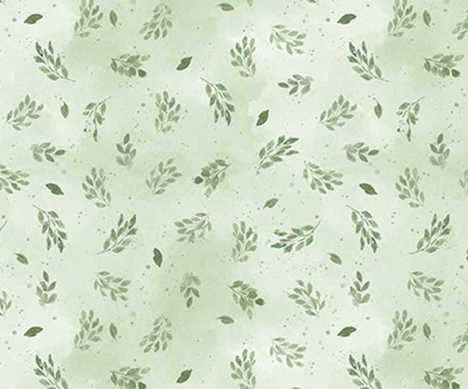 [BLAN-4494-60] Spring Serenade Tossed Leaves Light Green from Blank Quilting