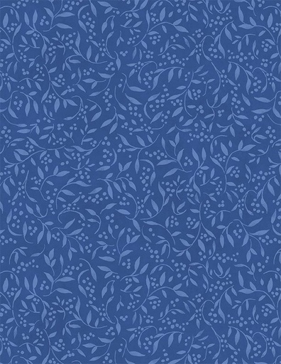 [WP-39904-444] Country Blue Tonal Leaves Dark Blue from Wilmington Prints