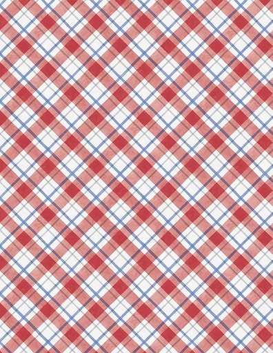 [WP-39906-134] Country Blue Diagonal Plaid Red on White from Wilmington Prints