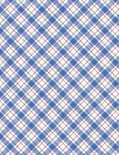 [WP-39906-149] Country Blue Diagonal Plaid Dark Blue on White from Wilmington Prints