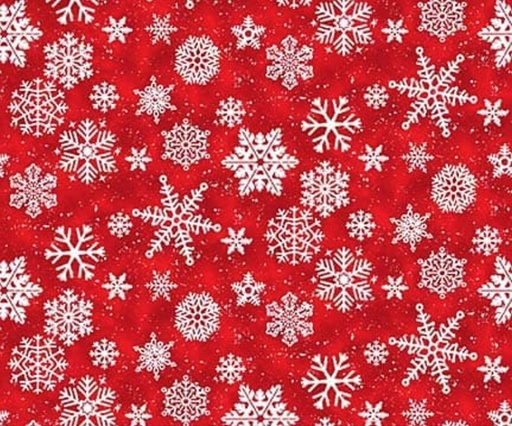 [HG-2096MK-88] Snow Crew Minky Snowflakes Red by Barb Tourtillotte for Henry Glass Fabrics