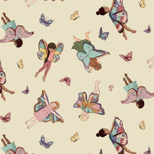 [MM-12362-CREM] Nocturnal Garden Butterfly Girls Cream from Michael Miller Fabrics
