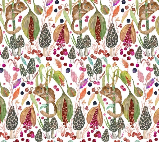 [WF-54770D-1] Forest Fruits Little Dormouse White by Betsy Olmsted for Windham Fabrics