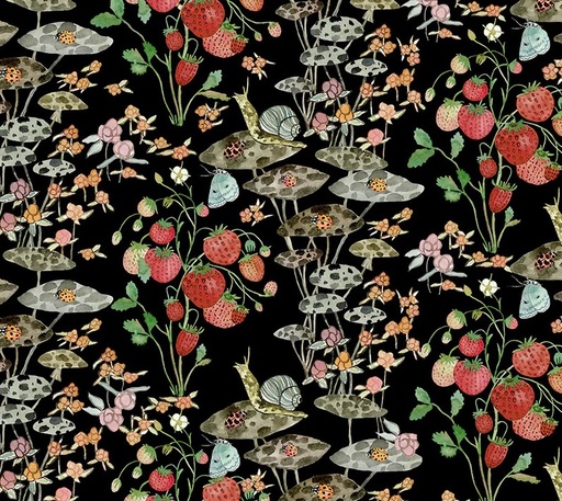 [WF-54771D-3] Forest Fruits Sneaky Snail Black by Betsy Olmsted for Windham Fabrics