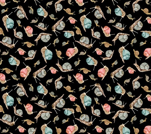 [WF-54773D-3] Forest Fruits Snails Black by Betsy Olmsted for Windham Fabrics