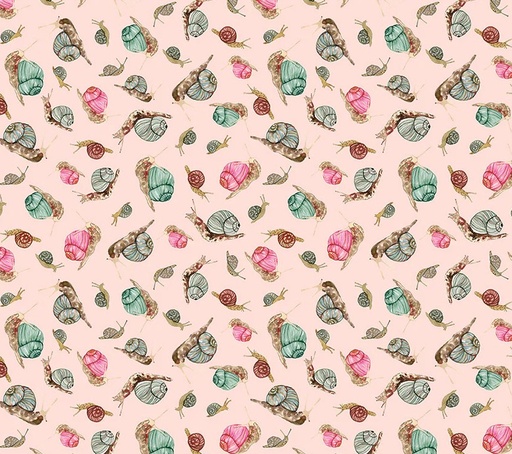 [WF-54773D-8] Forest Fruits Snails Pale Pink by Betsy Olmsted for Windham Fabrics