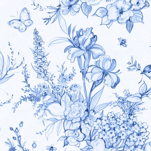[LUM-105-002-055] Amalfi Coast Large Toile Blue on White from Lumin Fabrics
