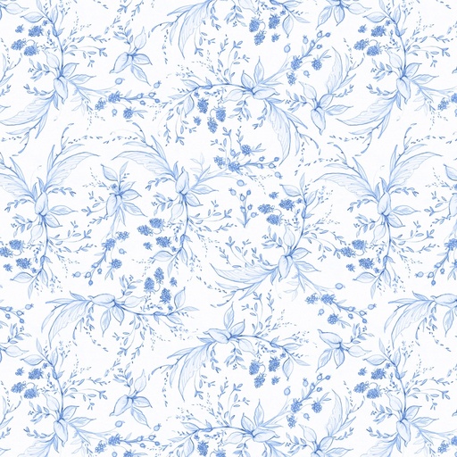 [LUM-105-006-055] Amalfi Coast Berries & Leaves Blue on White from Lumin Fabrics