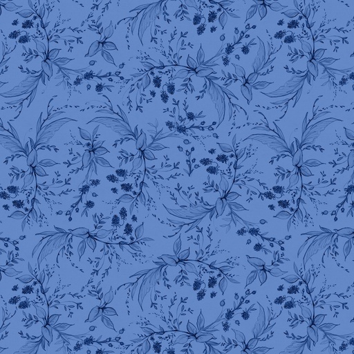 [LUM-105-006-555] Amalfi Coast Berries & Leaves Dark Blue on Blue from Lumin Fabrics