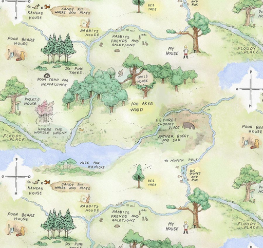 [STE-8715-60] Classic Winnie Map Light Green from Studio E