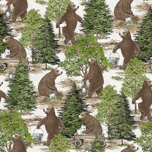 [NOR-28622-11] Bear Necessities Forest Bears Cream Multi from Northcott
