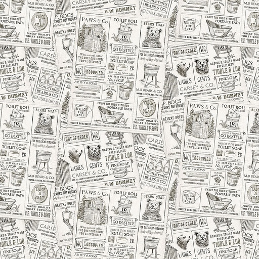 [NOR-28624-11] Bear Necessities Bear News Cream from Northcott