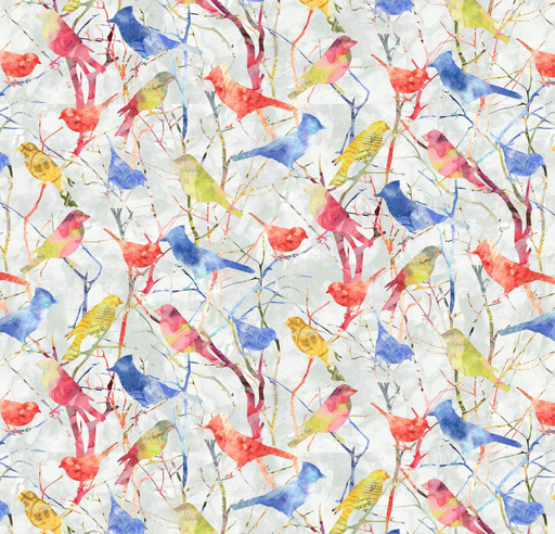 [STE-8497-19] Air Mail Bird Silhouette Allover Mist from Studio E