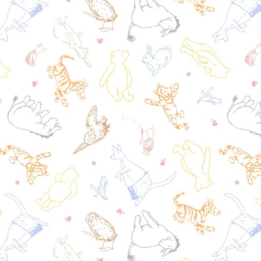 [STE-8771MK-47] Classic Winnie Minky Character Drawings Multi from Studio E