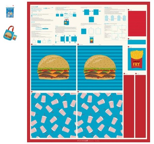 [MOD-20931-11P] Hamburger Tote and Zipper Pouch Panel by Stacy Iest Hsu
