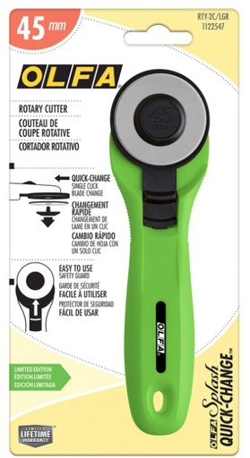 [OLFA-RTY-2CLGR] Olfa Splash Rotary Cutter, 45MM, Lime