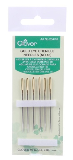 [CLOV-234-18] Clover Gold Eye Chenille Needles Size 18