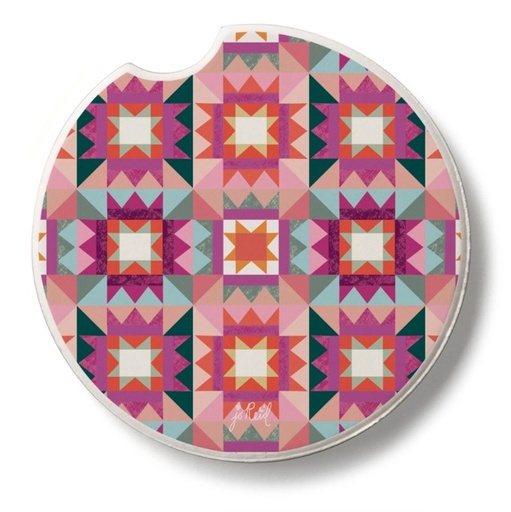 [CA-08-19184] Vintage Patchwork Stone Car Coaster