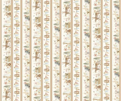 [PB-06116-MU] Mini Menagerie Scenic Jungle Stripe Multi from P&B Textiles