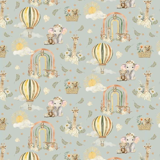 [PB-06117-LT] Mini Menagerie Wild Animal Allover Light Teal from P&B Textiles