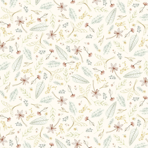 [PB-06119-E] Mini Menagerie Tossed Leaves Cream from P&B Textiles