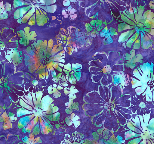 [HOF-X2634-694] Bali Dandelions at Dusk Batik Bold Floral Wildflower from Hoffman Fabrics