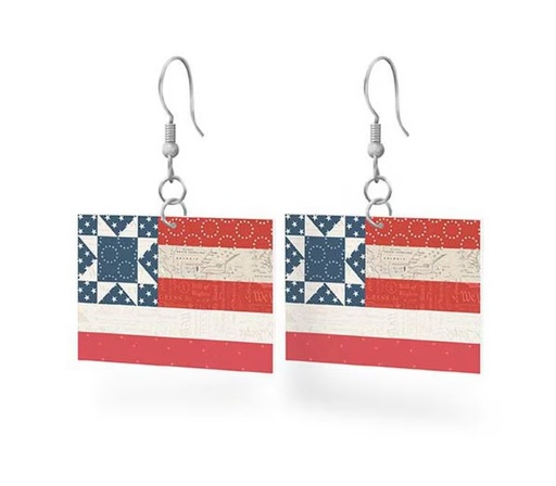 [RB-STLR-46820] Independence Leather Flag Earrings from Riley Blake Designs