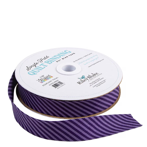 [RB-STSFB-48820] Single-Fold Quilt Binding 2 1/2" Bias Tape Diagonal Stripe Eggplant Tonal from Riley Blake