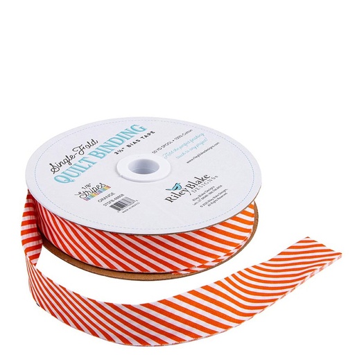 [RB-STSFB-48808] Single-Fold Quilt Binding 2 1/2" Bias Tape Diagonal Stripe Orange from Riley Blake
