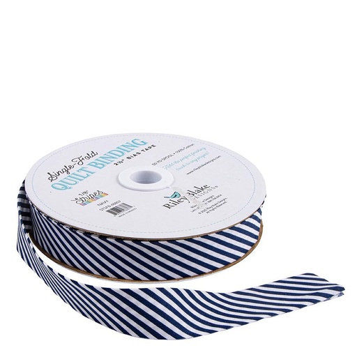 [RB-STSFB-48807] Single-Fold Quilt Binding 2 1/2" Bias Tape Diagonal Stripe Navy from Riley Blake