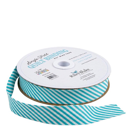 [RB-STSFB-48805] Single-Fold Quilt Binding 2 1/2" Bias Tape Diagonal Stripe Peacock from Riley Blake
