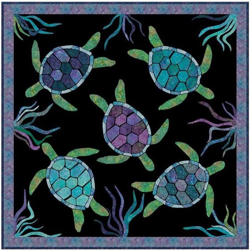 [PP-OceanMand] Ocean Mandala Turtle Applique Quilt Kit by Blank