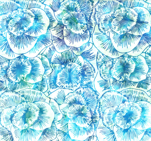 [HOF-X2633-41] Bali Electric Slide Batik Linear Peony Aqua from Hoffman Fabrics