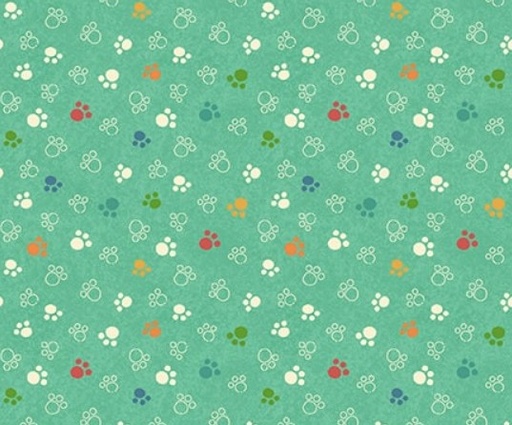 [BLAN-4422-11] Cat Hair Don't Care Paw Prints Teal by Nidhi Wadhwa for Blank Quilting