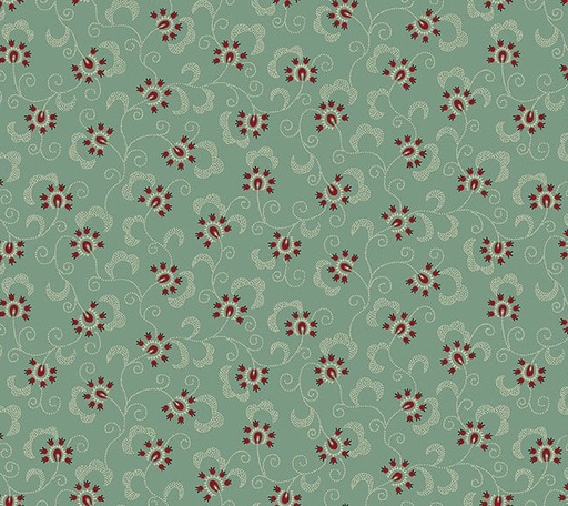 [HG-2013-11] Pennyberry Farm Blooming Vines Dusty Aqua by Kim Diehl for Henry Glass