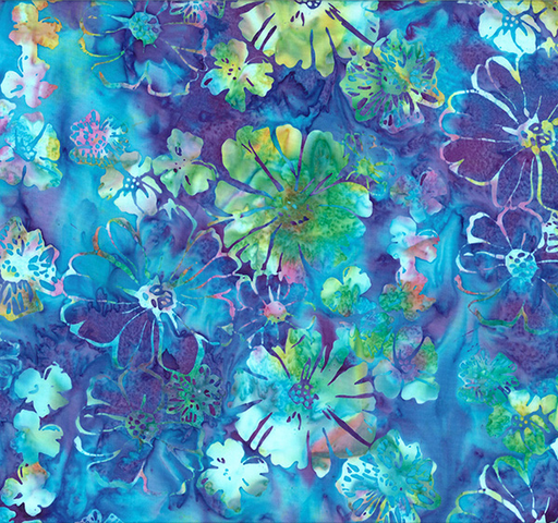 [HOF-X2634-229] Bali Electric Slide Batik Bold Floral Wisteria from Hoffman Fabrics