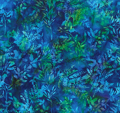[HOF-X2627-123] Bali Electric Slide Batik Leafy Branches Lapis from Hoffman Fabrics