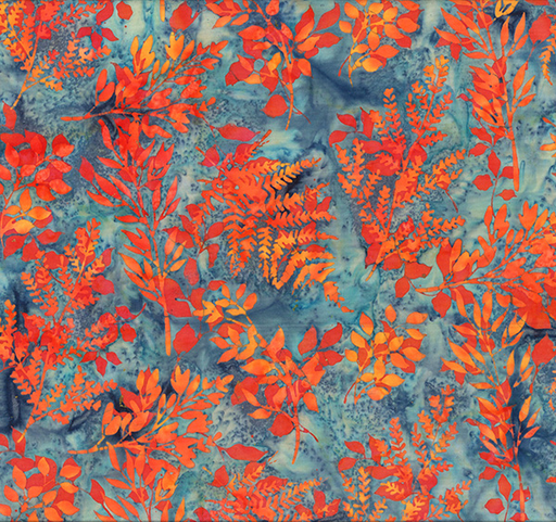 [HOF-X2627-151] Bali Batik Monarch Migration Leafy Branches Chop Sunset from Hoffman Fabrics