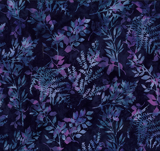 [HOF-2627-85] Bali Dandelions at Dusk Batik Leafy Branches Blackberry from Hoffman Fabrics