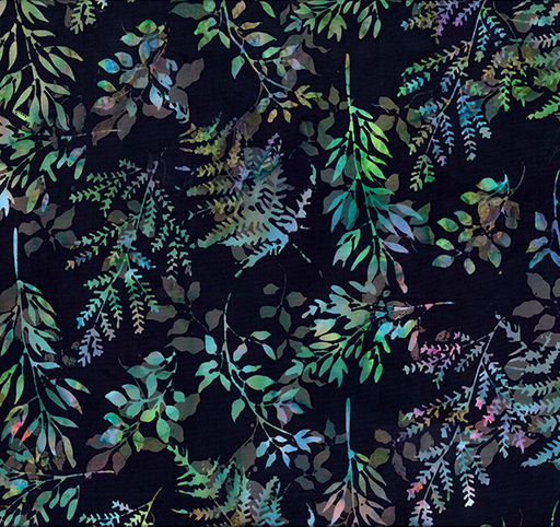 [HOF-2627-757] Bali Dandelions at Dusk Batik Leafy Branches Razzmatazz from Hoffman Fabrics