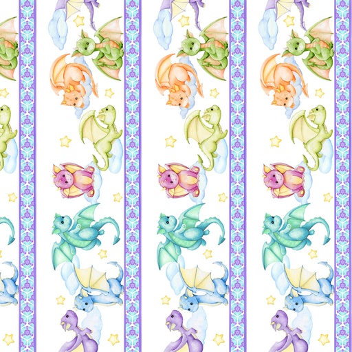 [ITB-F3DF-1] Dragon Friends Border Multi from In The Beginning Fabrics