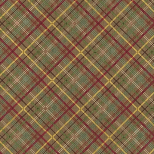 [HG-2007-33] Pennyberry Farm Blooming Plaid Brown by Kim Diehl for Henry Glass