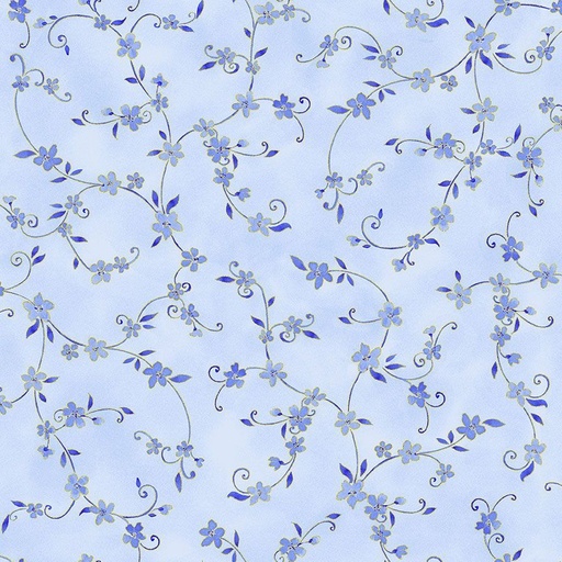 [TTR-CM3984] Moonlight Metalic Leave Vines Sky from Timeless Treasures