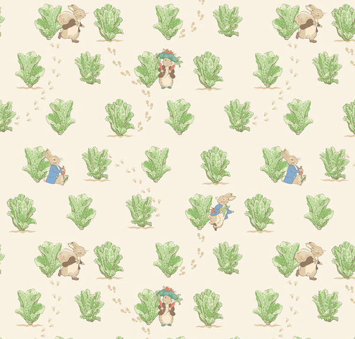 [RB-CD17253-CREAM] Peter Rabbit and Benjamin Bunny Lettuce Patch Cream from Riley Blake